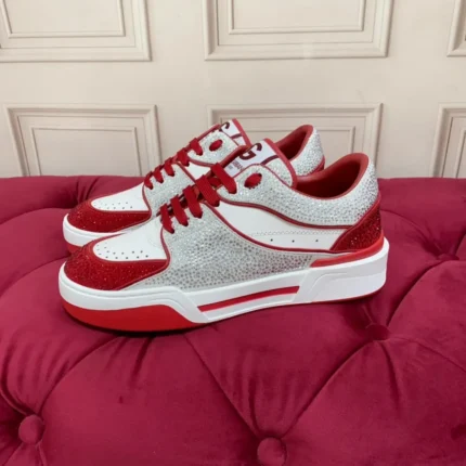 Dolce & Gabbana Calfskin New Roma Sneakers With Fusible Rhinestones White