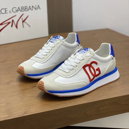 Dolce & Gabbana Mixed-material DG Cushion Sneakers In White and Red