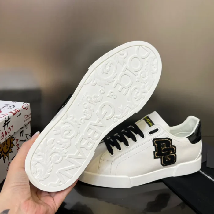 Dolce & Gabbana White Leather DG Logo Sneakers