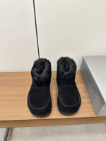 Balenciaga Alaska Fur Bootie in Black