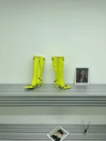 Balenciaga Women's Cagole 90mm Boot in Fluo Yellow