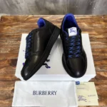 Burberry Leather Stock Sneakers In Black