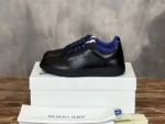 Burberry Leather Stock Sneakers In Black