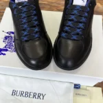 Burberry Leather Stock Sneakers In Black