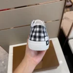 Burberry Logo Print Gingham Sneakers In Black
