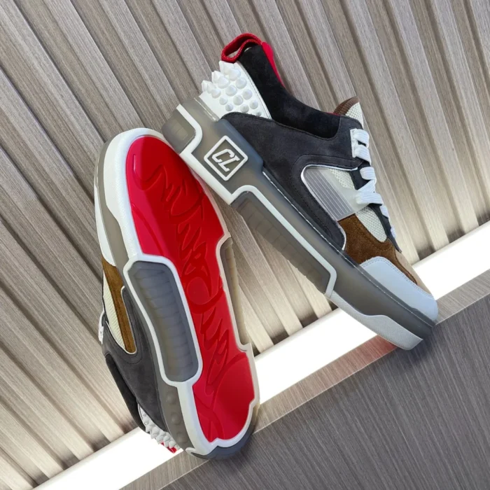 Christian Louboutin Astroloubi Calf Leather And Suede Multicolor Sneaker