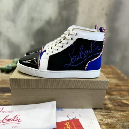 Christian Louboutin Louis Flat Black Suede High-top Sneaker