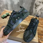 Christian Louboutin Louis Junior Spikes Camouflage Suede Sneaker
