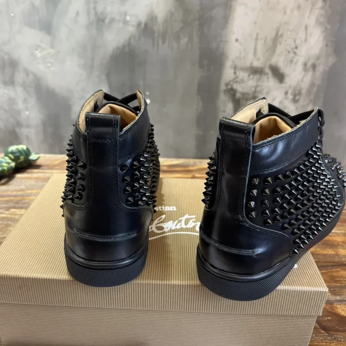 Christian Louboutin Louis Spikes Calf Leather Black High-top Sneaker