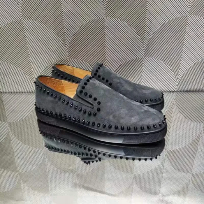 Christian Louboutin Pik Boat Black Suede Spikes Slip-on Sneaker