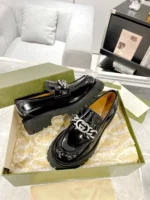 Gucci Interlocking G-chain Leather Loafers