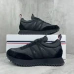 Moncler Pacey Nylon and Suede Sneakers In Black