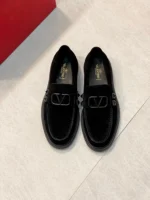 Valentino Stud Sign Loafer Suede Black