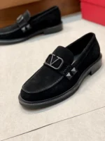 Valentino Stud Sign Loafer Suede Black