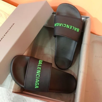 Balenciaga Pool Slide Sandal in Black/green