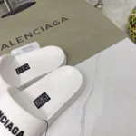 Balenciaga Pool Slide Sandal in White Black
