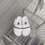 Balenciaga Pool Slide Sandal in White Black