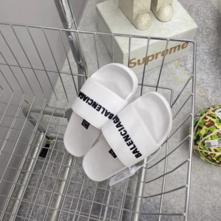 Balenciaga Pool Slide Sandal in White Black