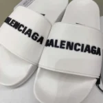 Balenciaga Pool Slide Sandal in White Black