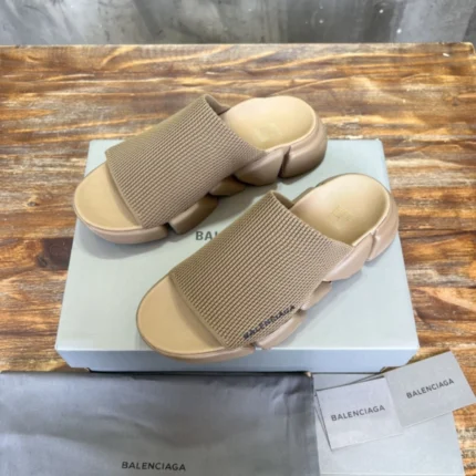 Balenciaga Speed 2.0 Recycled Knit Slide Sandal Beige