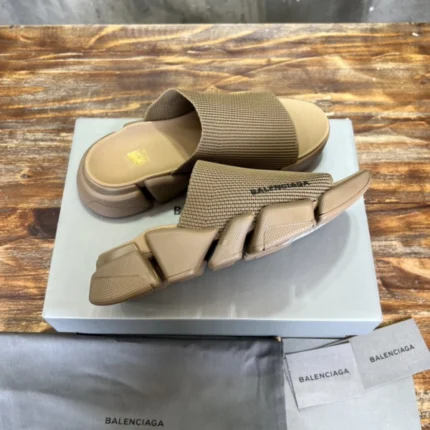 Balenciaga Speed 2.0 Recycled Knit Slide Sandal Beige