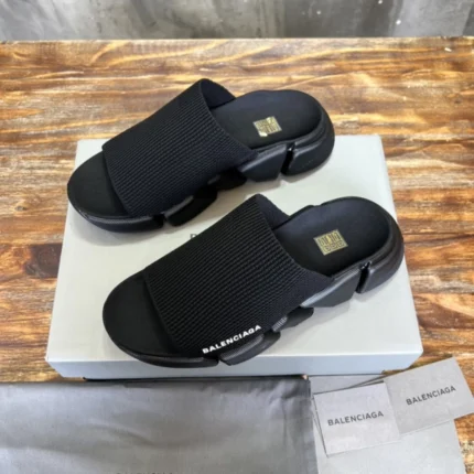 Balenciaga Speed 2.0 Recycled Knit Slide Sandal in Black