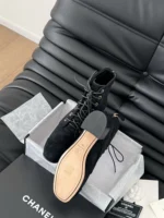 Chanel Black Suede 'CC' Ankle Boots