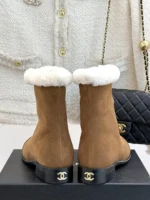 Chanel Brown Suede Ankle Boots