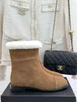 Chanel Brown Suede Ankle Boots