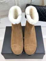 Chanel Brown Suede Ankle Boots