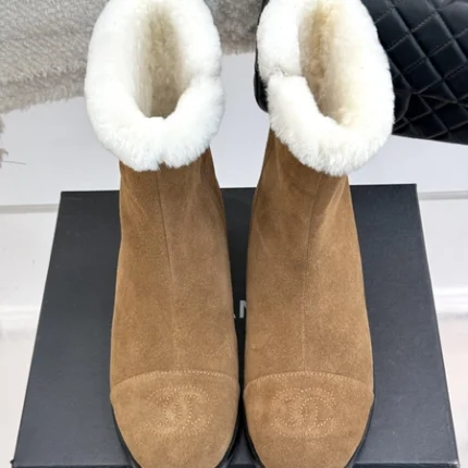 Chanel Brown Suede Ankle Boots