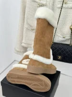 Chanel High Boots In Brown Suede