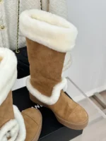 Chanel High Boots In Brown Suede