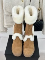 Chanel High Boots In Brown Suede