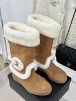Chanel High Boots In Brown Suede