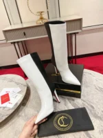 Christian Louboutin Astrilarge Booty 100 black and white leather boots
