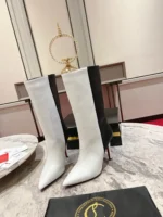 Christian Louboutin Astrilarge Booty 100 black and white leather boots