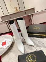 Christian Louboutin Astrilarge Booty 100 black and white leather boots