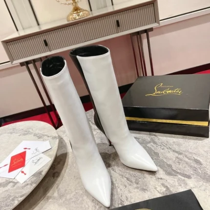 Christian Louboutin Astrilarge Booty 100 black and white leather boots