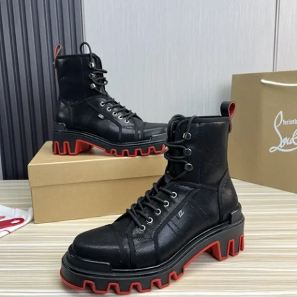 Christian Louboutin Boots Coated Canva And Calf Leather Black