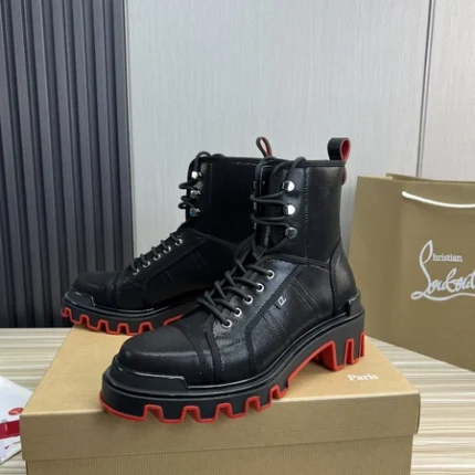 Christian Louboutin Boots Coated Canva And Calf Leather Black
