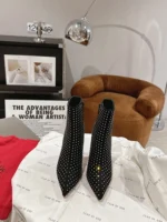 Christian Louboutin So Kate Booty High Heels Ankle Boots In Black Suede