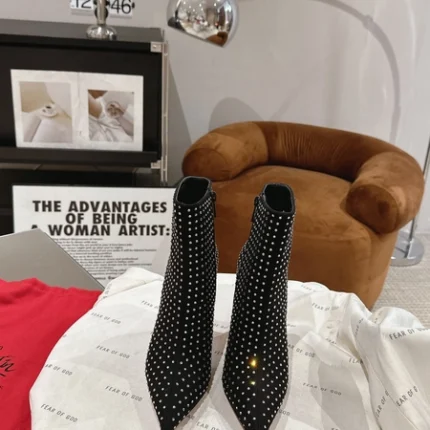 Christian Louboutin So Kate Booty High Heels Ankle Boots In Black Suede
