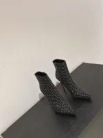 Christian Louboutin So Kate Booty High Heels Ankle Boots In Black Suede