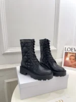Dior D-Unit Ankle Boot Black Quilted Cannage Calfskin