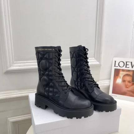 Dior D-Unit Ankle Boot Black Quilted Cannage Calfskin