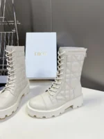 Dior D-Unit Ankle Boot White Quilted Cannage Calfskin