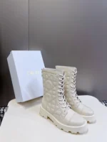 Dior D-Unit Ankle Boot White Quilted Cannage Calfskin