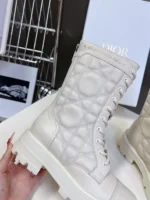 Dior D-Unit Ankle Boot White Quilted Cannage Calfskin