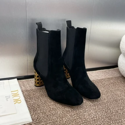 Dior Icon Heeled Ankle Boot Black Suede Goatskin
